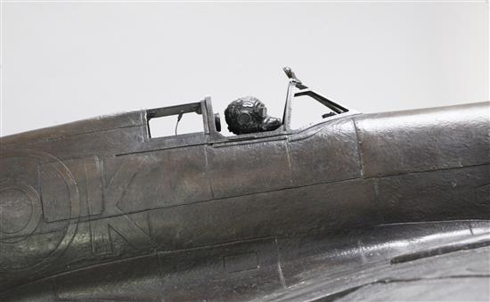 Stephen Allen. A limited edition bronze 1/5th scale model of a Mark XIVc spitfire with a wrought iron stand.